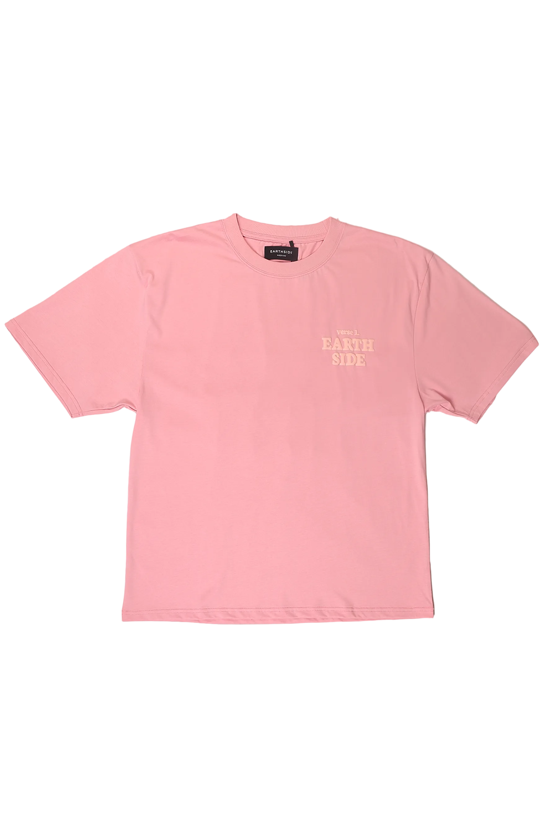 Pink t-shirt with text on a white background