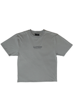 Gray t-shirt with a brand logo on a white background