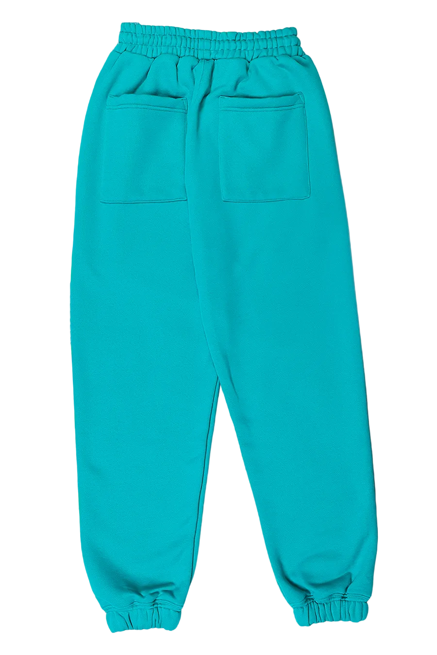 Turquoise sweatpants on a white background